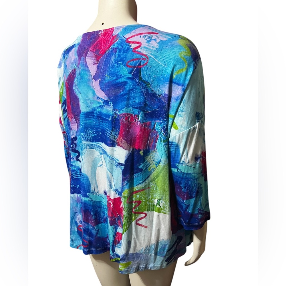 NWT Ali Miles Plus Size 1X Abstract Multi Print Tunic Top - Picture 7 of 10